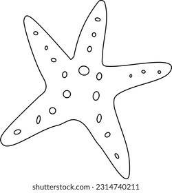 Illustration with starfish in line. Element for print, postcard and poster, vector illustration
