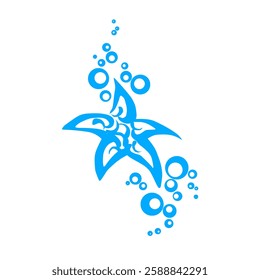 illustration of starfish and water bubbles.