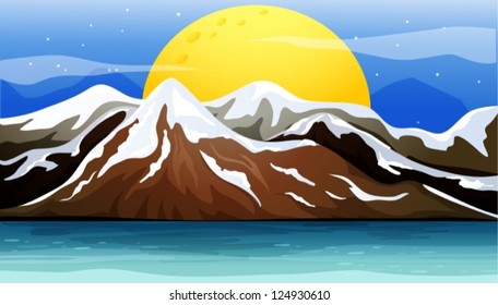 Illustration einer Sternennacht mit hellem Vollmond