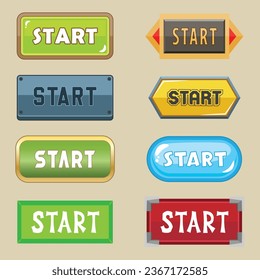 The Illustration of Start Button Game Set