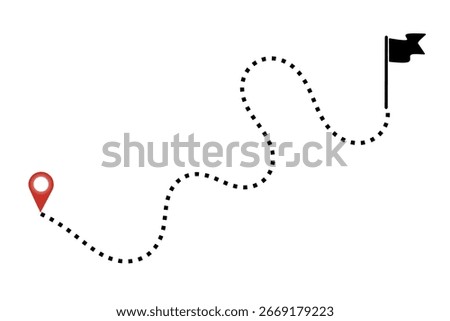 illustration of starting point to finish. illustration of path from start to finish. illustration of point to flag
