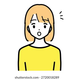 Ilustração da parte superior do corpo de uma jovem assustada
