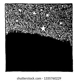 An illustration of the starts in the night sky, vintage line drawing or engraving illustration.