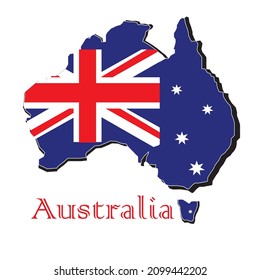 Illustration of the State of Australia, along with a picture of the flag