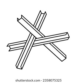 Illustration of a static anti-tank obstacle defense named czech hedgehog