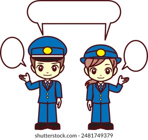 Illustration of a station attendant giving instructions