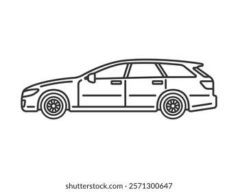 Illustration of a station wagon (line drawing) seen from the side.