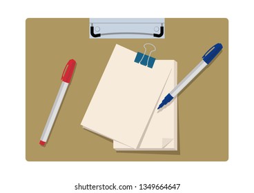 
Illustration of stationery.
Clipboard and oil pen.