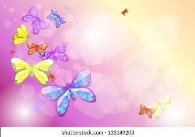 Illustration of a stationery with colorful butterflies