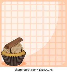 Illustration of a stationery with a cupcake with chocolate toppings