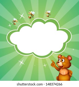 Illustration of a stationery design with a bear and bees