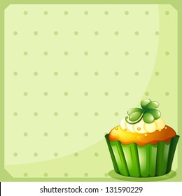 Illustration of a stationery with a green cupcake