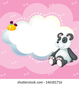 Ilustración de una papelería con un panda