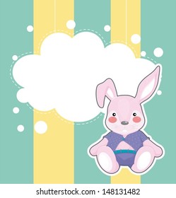 Illustration of a stationery with a sad bunny