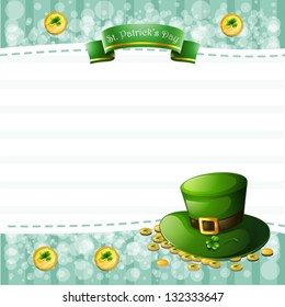 Illustration of a stationery for St. Patrick's Day with a hat and coins