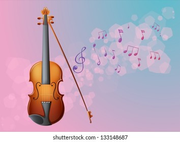 Illustration of a stationery with a violin and musical notes