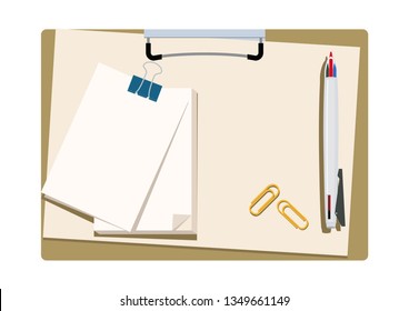
Illustration of stationery.Clipboard and ballpoint pen.