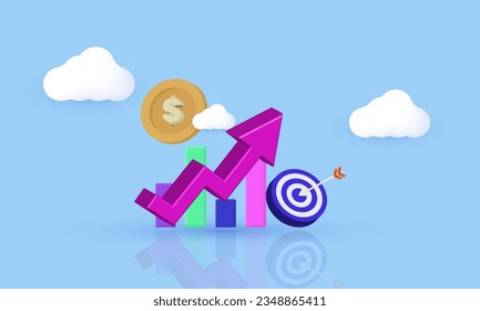 illustration statistics finance chart graph cartoon vector icon 3d  symbols isolated on background.3d design cartoon style. 