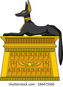 Illustration of the statue of the egyptian god Anubis isolated on white.