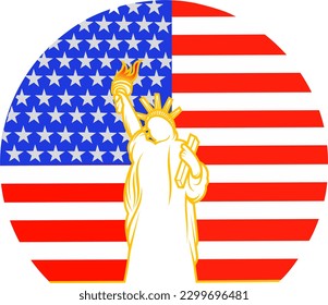 illustration of statue of liberty and american flag
