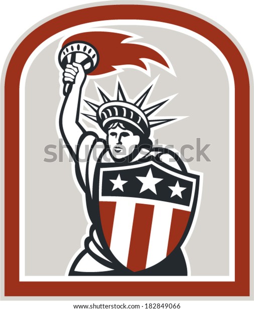 Illustration Statue Liberty Holding Flaming Torch Stock Vector Royalty Free 182849066 