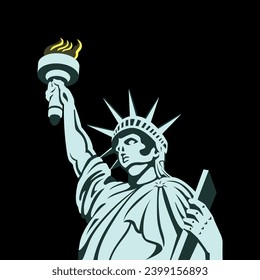 Illustration of the Statue of Liberty, a New York City icon, graphic resource.