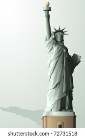 illustration of statue of liberty on abstract background