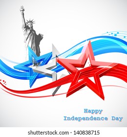 illustration of Statue of Liberty on American flag background for Independence Day