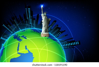 illustration of Statue of Liberty on Earth