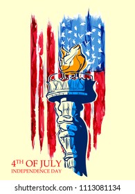 illustration of Statue of Liberty on Fourth of July background for Happy Independence Day of America