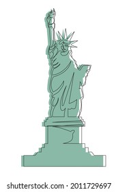 Illustration of the statue of liberty. Statue of Liberty in one line with the addition of a color spot.