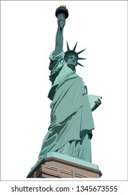 Illustration of Statue of Liberty,paper art and digital craft style.