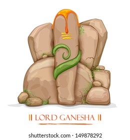 illustration of statue of Lord Ganesha made of rock