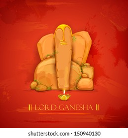 illustration of statue of Lord Ganesha made of rock