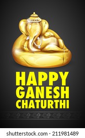 illustration of statue of Lord Ganesha made of gold for Ganesh Chaturthi