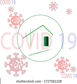 Illustration of staying at home when the plague covid19
