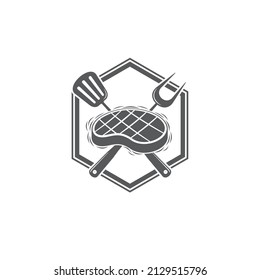 illustration of steak, grilled food, vector art.