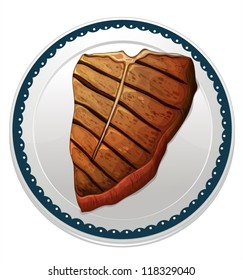 illustration of a steak and a plate on a white background