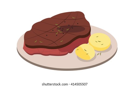 an illustration of steak with potato