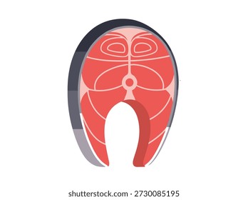 Illustration of a steak showing layers of meat and fat distribution