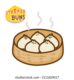 Ilustración Steamed Buns en el fondo.