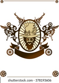 Illustration of a Steampunk Man with a Ribbon Beneath