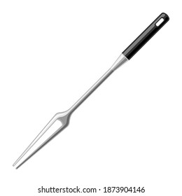 Illustration of steel cooking fork. Stylized kitchen and restaurant utensil item.
