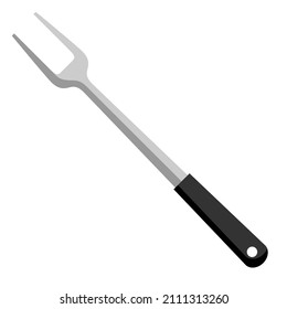 Illustration of steel cooking fork. Stylized kitchen and restaurant utensil.