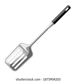 Illustration of steel cooking spatula. Stylized kitchen and restaurant utensil item.