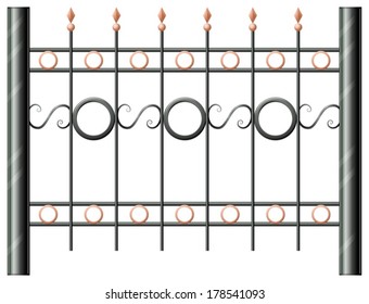 Illustration of a steel fence on a white background