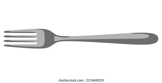 Illustration of steel fork. Kitchen and restaurant utensil.