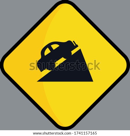 
illustration of steep incline. vector of traffic signs