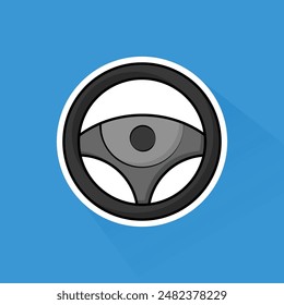 Illustration of Steering Wheel in Flat Design
