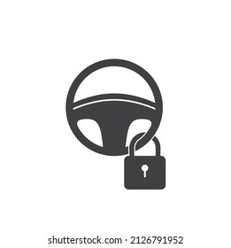 illustration of steering wheel lock, vector art.